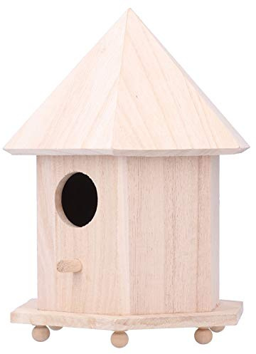 RASTKY Nichoir à Oiseaux Classique en Bois avec Un Beau Design de Cabane en Rondins, Mangeoire à Oiseaux en Bois pour Décoration de Terrasse, 9,5 Oz, Nichoir pour Jardins Extérieurs, 1 X