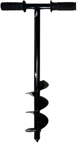 Machify Steel Handheld Earth Auger, 3.9 in X 23.6 in Soil Auger, Drill Bit Compost Aerator Tool for Gardening, Planting, Soil Preparation