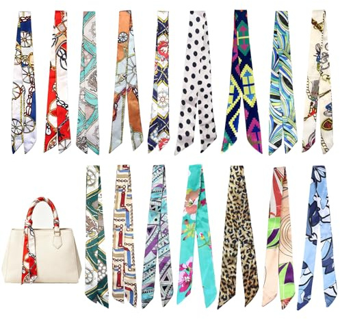 GIUSOBG 16 PCS Sac à Main Foulard Soie en Satin Foulard Cheveux Femme | Coupe Ajustée Coloré Bandana Cheveux Femme Tendance Headscarf pour Sacs à Main Chapeaux Coiffure
