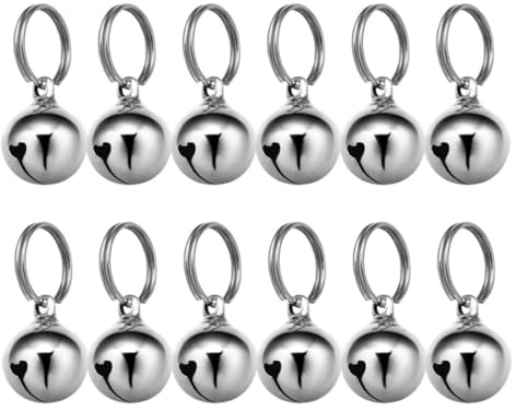 CAXUSD Campanellini Accessori Versatili 12 in Metallo Argento Impermeabili con Suono Chiaro e Nitido per Collari di Animali Domestici per Attività Indoor e Outdoor