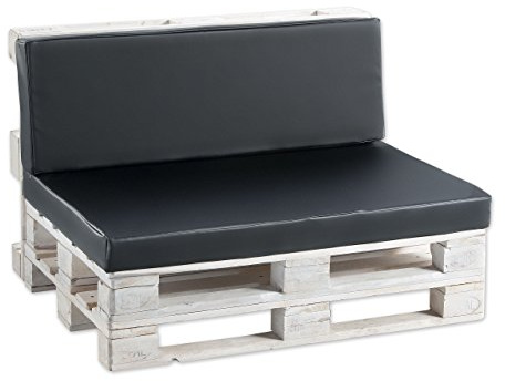Gutekissen® Palettenkissen Palettenauflagen PF Set (Sitzkissen 120x80 + Rückenlehne 120x40, Kunstleder Schwarz)