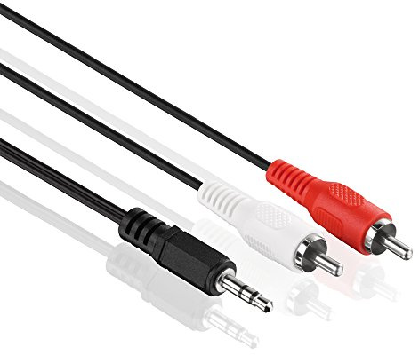 conecto CC50493 Audio Kabel 2X Cinch Stecker auf 3,5mm Stereo Klinke 0,50m Ultraslim-Design schwarz