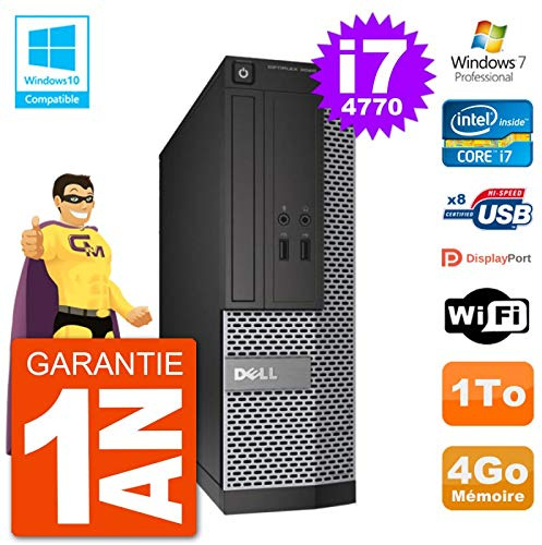 Dell PC 3020 SFF Intel i7-4770 RAM 4Go Disque 1To Graveur DVD WiFi W7