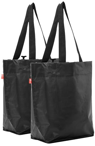 BikeZac 2.0 von COBAGS | FAHRRADTASCHE Clip-On EINKAUFS-Tasche | Fahrrad-Einkaufstasche | Gepäckträger-Tasche | Farbe:Cobags Black 2 x