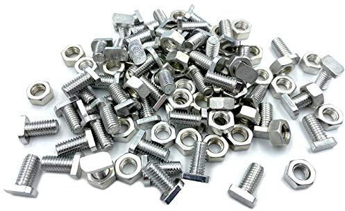50 Sets Aluminium Greenhouse Nuts and Bolts, Cropped Head Greenhouse Nuts & Bolts for Building and Repairing Greenhouse