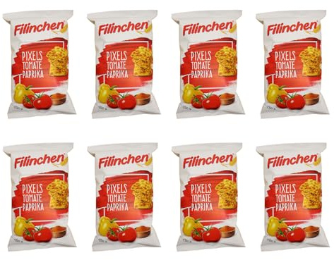 8er Pack Filinchen Pixels Tomate-Paprika 8 x 100 g Snack Knabberzeug