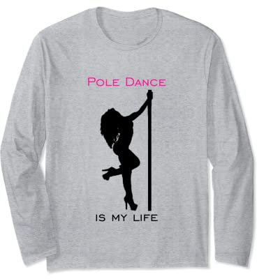 Pole Dance Dancing Silhouette Stange Sport Oberteil Frau Langarmshirt