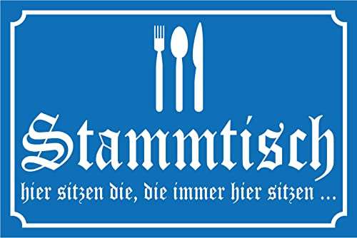 Generisch Blechschild 20x30cm Stamm Tisch Hier Sitzen die die Immer Hier Sitzen Essen Spruch Lustig Tafel