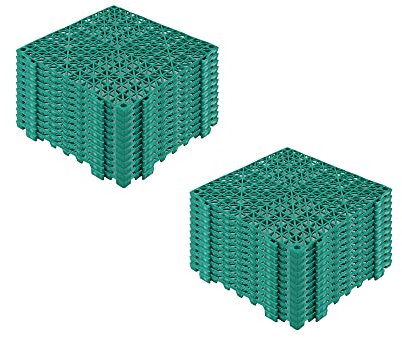 hzexun Set de 20 Baldosas Azulejos de Suelo de Garaje 30 X 30 cm,baldosa de Cubierta de Plástico de 1,5 cm de Grosor Para Garaje,terrazas,Jardines,Balcones,Piscinas,Interiores y Exteriores (Verde)