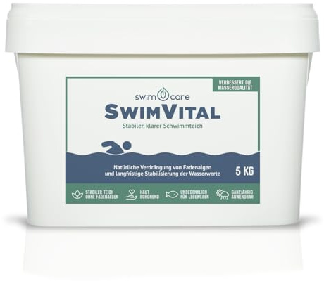 swimcare SwimVital 5 kg verdrängt Fadenalgen, 100% biologisch im Teich | Verdrängt Fadenalgen nachhaltig, 100% biologisch – für einen stabilen, klaren Schwimmteich, hautschonend & unbedenklich