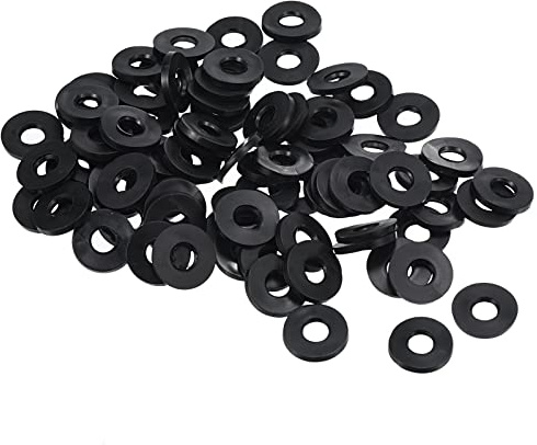 PATIKIL M6 Gummi Flache Unterlegscheiben 80 Pack 5mm ID 13mm AD Dichtungsringe Beilagscheiben Dichtring für Wasserhahn Rohrleitung Wasser Schlauch Befestigung Bolzen Schwarz