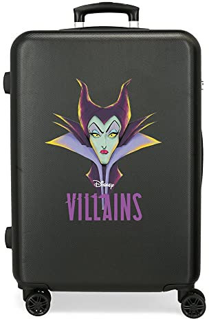 Disney Villains Maleficent mittelgroßer Koffer, Schwarz, 46 x 65 x 23 cm, starres ABS, seitliches Zahlenschloss, 56 l, 3 kg, 4 Doppelräder