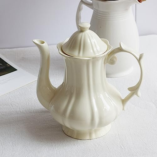 Teiera inglese bianca in fine porcellana, caffettiera, stile Victoria, peso leggero, 220 ml.