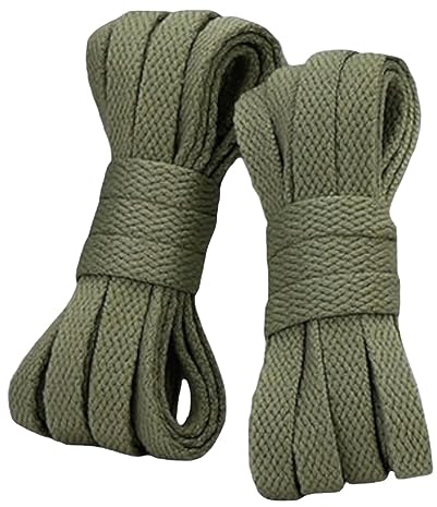 Danraw Stores [PAIR] 140cm 0.8mm Flat Shoe laces, Soft Trainer Lace, Sneaker Lace, Polyester,Sports, Casual, Hiking, Mountaineering, Walking, Running… (Army Green, 140 cm)