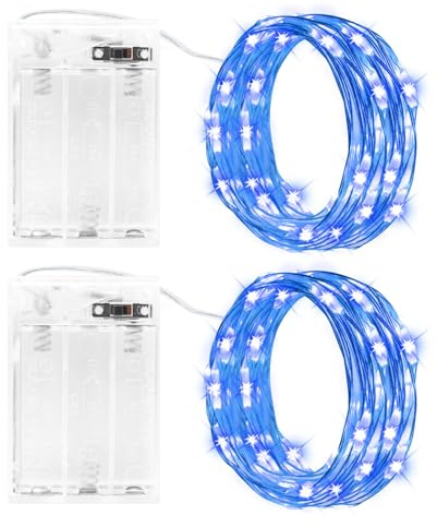 cshare LED Lichterkette Batterie, 2x 3M 30LED Kupferdraht Lichterketten Akku mit Timer Wasserdicht Fairy Lights für Zimmer Garten Krüge Weihnachten Innen Außen Dekoration,Blau