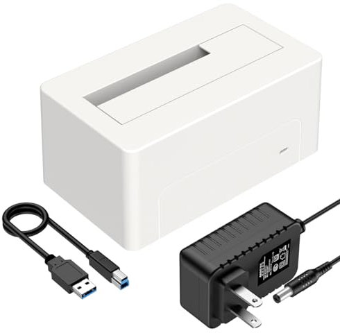 ISHEEP Adaptador USB 3.0 para HDD/SSD SATA de 2.5/3.5 Pulgadas,Caja de Disco Duro Externo Portátil (Instalación sin Herramientas, Disco no Incluido) K308NEW.