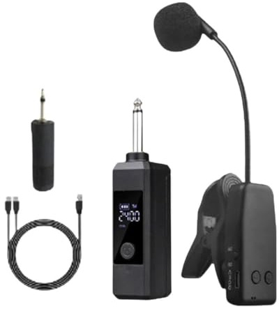 Oshhni Instrumento Micrófono Clip en Micrófono Cuello de Cisne Accesorios Profesionales Flauta Violín para Saxofón y Trompeta Inalámbrico, 6.5 mm