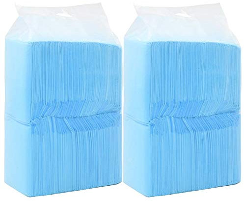 Gecheer Hunde-Toilettenmatten 200 STK 90×60 cm Vliesstoff hochsaugfähig für Training und ältere Hunde geeignet Vier Schichten mit Feuchtigkeitsaufnahme und Geruchsreduzierung in Blau und Weiß