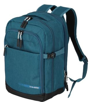 Travelite Handgepäck Rucksack, RyanAir Maße, KICK OFF, Laptop Rucksack 13 Zoll, Praktischer Rucksack mit Dehnfalte + Aufsteckfunktion, 40 cm, 20-23 Liter