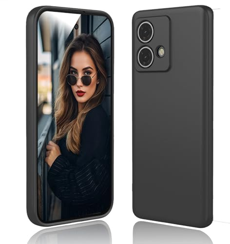 DESSEN Funda para Motorola Moto Edge 40 Neo - Líquida Silicona Carcasa con Forro de Microfibra Antiarañazos Delgada y Suave TPU Cover Anti-Choques Protectora Case, Negro