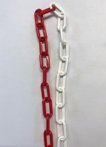 Absperrkette Warnkette Kunststoffkette 6 mm rot weiß 10m/20m/30m/40m/50m (40, Meter lang)
