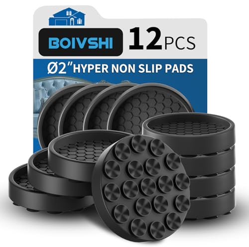 Ø50mm Furniture Coasters, Sofa Non-Slip Cups, Bed Wheel Stoppers for Wooden Floors, Non Slip Pads & Floor Protectors for Furniture Legs, 12 Pcs Black