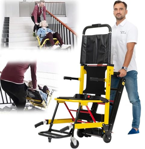 WECCTYA HZWJD Elektrischer Treppensteiger,Treppensteiger Rollstuhl Für Erwachsene,Für Ältere Menschen Zum Treppensteigen,Mobiler Treppenlift,Zuladung 165 Kg Yellow