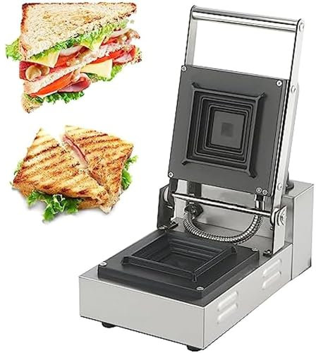 Electric Sandwich Panini Press Grill, 900W Sandwich Machine, 0-5Min Timer and 50°C-300°C Temperature Adjustable, Circulation Heating, for Hamburgers Steaks Bacons