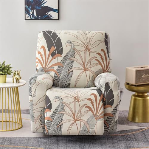 Fansu Funda de Sillón Relax 1/2/3 plaz, China Floral impresión Elasticidad para Sillón Relax Funda Reclinable con Bolsillos, Extraíbles y Lavables Fundas Protector (Beige,1 Plaza)