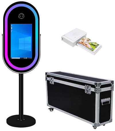 Cabine photo reflex numérique, miroir magique portable pour appareil photo, écran tactile, cabine photo de 54,6 cm pour fêtes, location de mariage (machine noire + imprimante)