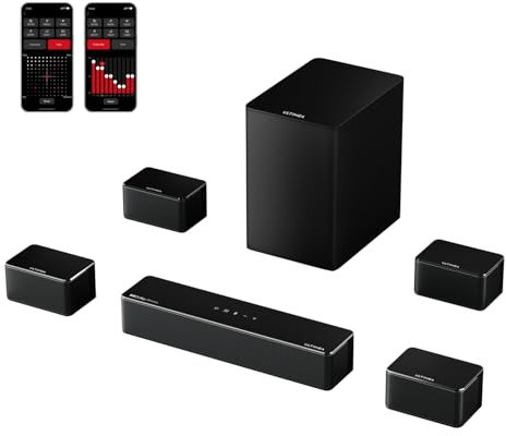 ULTIMEA 7.1ch Soundbar, APP Control, 4 Wired Surround Speakers, Surround Sound System with 6.5 Wireless Subwoofer