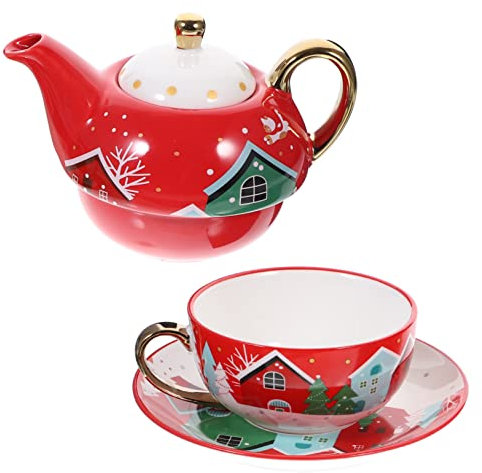 Cabilock 2 Set Di Teiere Natalizie A Tema Natalizio Set Di Teiere in Ceramica Natalizia Adorabile Tazza Dacqua