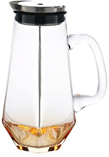 TJLVYCNB Water Pitcher Light Luxury Glass Pitcher with Handle Creative Cold Kettle Household Teapot for Scented Tea, Hot and Cold Beverages Water Carafe(Gris)