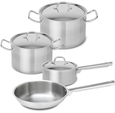 Teka Batería de Cocina Juego de Ollas y Sartenes 7 Piezas, Cazuelas y Sartén con Tapas para Inducción, Vitrocerámica y Gas, en Acero Inoxidable con Base de 3 Capas