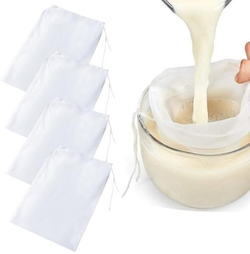 4 unidades de gasa alimentaria, filtrante de leche vegetal, bolsa de filtro, bolsa para leche de nuec, paños de queso para filtrar no blanqueado, gasa ultrafina lavable paño filtrante
