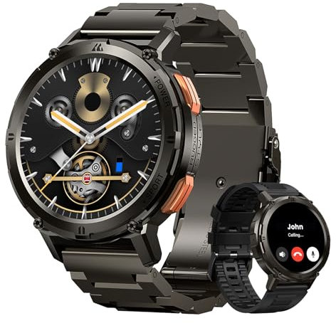 HIDAMEL Smartwatch Uomo, 1,43 AMOLED HD Display, Orologio Intelligente Fitness con Chiamate Bluetooth, 60+Giorni Batteria Extra-Lunga, 50M Impermeabile, 70 Modalità Sport