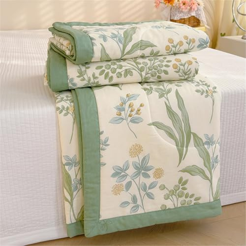 Odot Tagesdecke 150x200 180x200 200x230 Tagesdecke Bettüberwurf Einzelbett Doppelbett Weich Komfort Steppdecke Gesteppte Bettwäsche Sofaüberwurf Wohndecke, Pflanze Blumen (Grün,200x230cm)