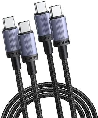 UGREEN 2Pack Cable USB C 240W 5A 48V Carga Rápida Trenzado Nylon (3M) | Tipo C PD 3.1 Carcasa de Aluminio, Compatible con MacBook Air, iPhone 17 Pro Max Air/iPhone 16, Galaxy S26/S25, Pixel 10.