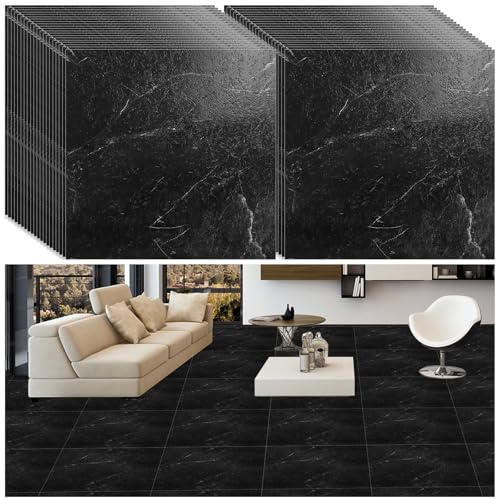 YAYODS 20Pcs Self Adhesive Floor Tiles, Peel and Stick Marble Effect Vinyl Floor Tiles, Waterproof Vinyl Flooring Stick-On Tiles for Bathroom Kitchen Living Room, 30x 30cm