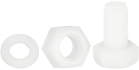 sourcing map 150 pezzi/50 set di bulloni esagonali in nylon, M8 x 15 mm, in plastica, filettati completamente, viti e dadi con rondelle piatte, per macchinari, elettronica, accessori industriali