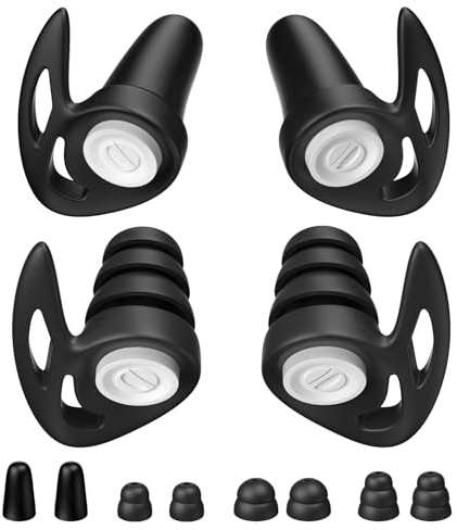 Alyvisun Noise Cancelling Ear Plugs for Sleep with Portable Storage Cases | 2 Pair Reusable Silicone Sleeping Ear Plugs and Ultra Soft Foam Earplugs in Different Sizes, Max 25dB