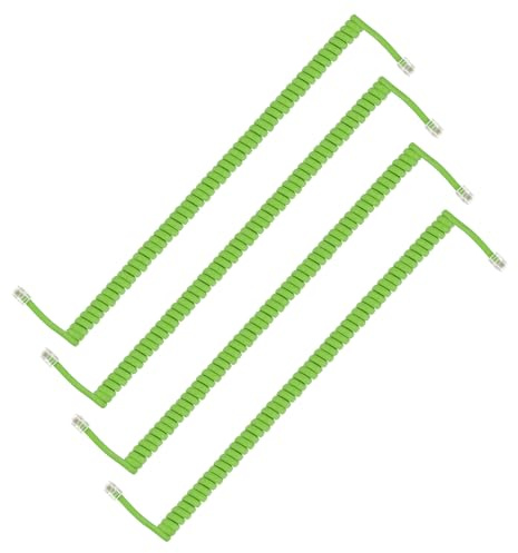 PATIKIL 4 Cavi Telefonici Per Telefoni Fissi, 3 Metri (Arrotolati 0.5 Metri) RJ9/RJ10 4P4C Cavo Universale Per Ricevitore Telefonico Accessorio Telefono, Verde