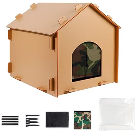 Weather-proof Cat House - Outdoor Insulated Wooden Cat Shelter with Raised Floor, Asphalt Roof & Exhaust Door | Waterproof Pet Home For Cats