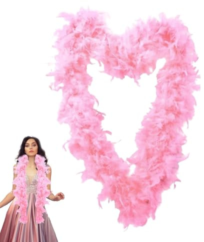 Rosa Federboa – weiche Türkei-Federboa für Kostüme, Hochzeit, Tanz, Party, Halloween, Cosplay, flauschige dekorative Foto-Requisite | Elegante rosa Federdekoration für Mädchen, , Veranstaltung