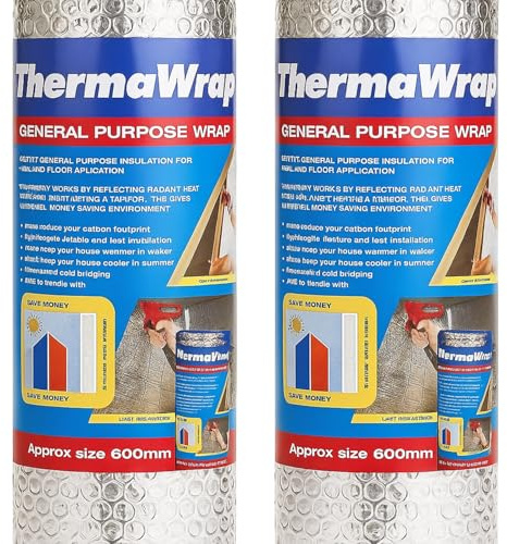 ThermaWrap General Purpose Insulation Wrap 600mm x 7.5m (Pack of 2) | Multi-Purpose Reflective Foil Insulation | Ideal for Attics, Lofts, Sheds & Garages | Energy Saving Barrier