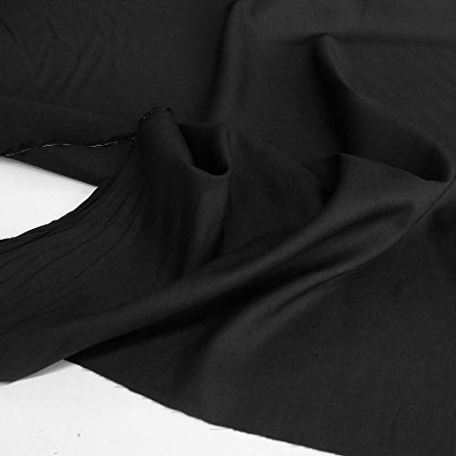 TOLKO knitterfreies Wolltuch für Sakko Hose Anzug Rock Blazer | Wollstoff Meterware zum Nähen Wolle (Schwarz)