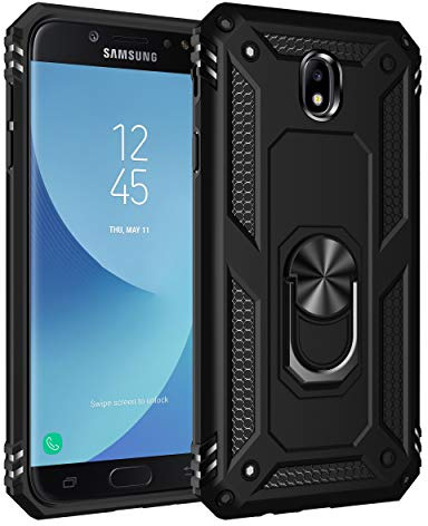 BestST Hülle für Samsung Galaxy J5 2017/J530 Cover + HD schutzfolie, Armor Stoßfest TPU PC Schutzhülle Ringhalter Handytasche Case Handy Hüllen, Schwarz