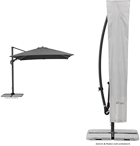 Schneider Schirme Sonnenschirm Rhodos Twist, anthrazit, ca. 300 x 300 cm, 8-teilig, quadratisch & lle für Ampelschirme, silbergrau, bis 300 cm Ø