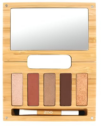ZAO - Palette Spicy Chic - RECHARGEABLE avec miroir de 5 Ombres à Paupières + Pinceau double langue de chat et biseauté