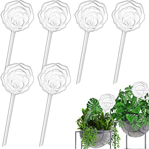 6-Piece Plant Watering Globes Large Self Watering Globes Plastic PVC Plant Watering Bulbs Houseplants Indoor Plants Potted Porch Plants Plant Pots Plant Watering Bulbs, Cute & Practical (rose-shaped)